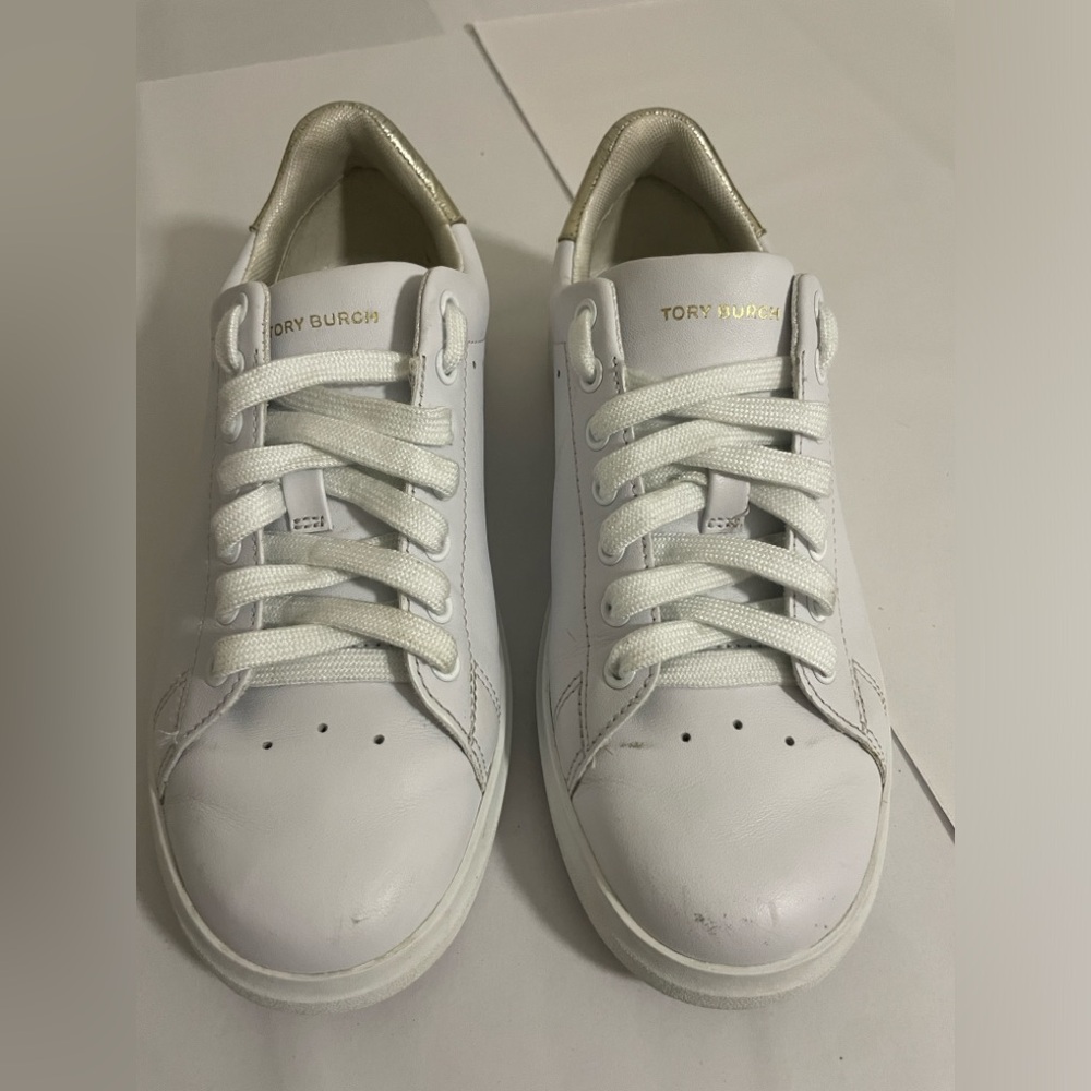 Tory Burch Howell Court Women Size 5M White Leather Lace Up Casual Sneaker